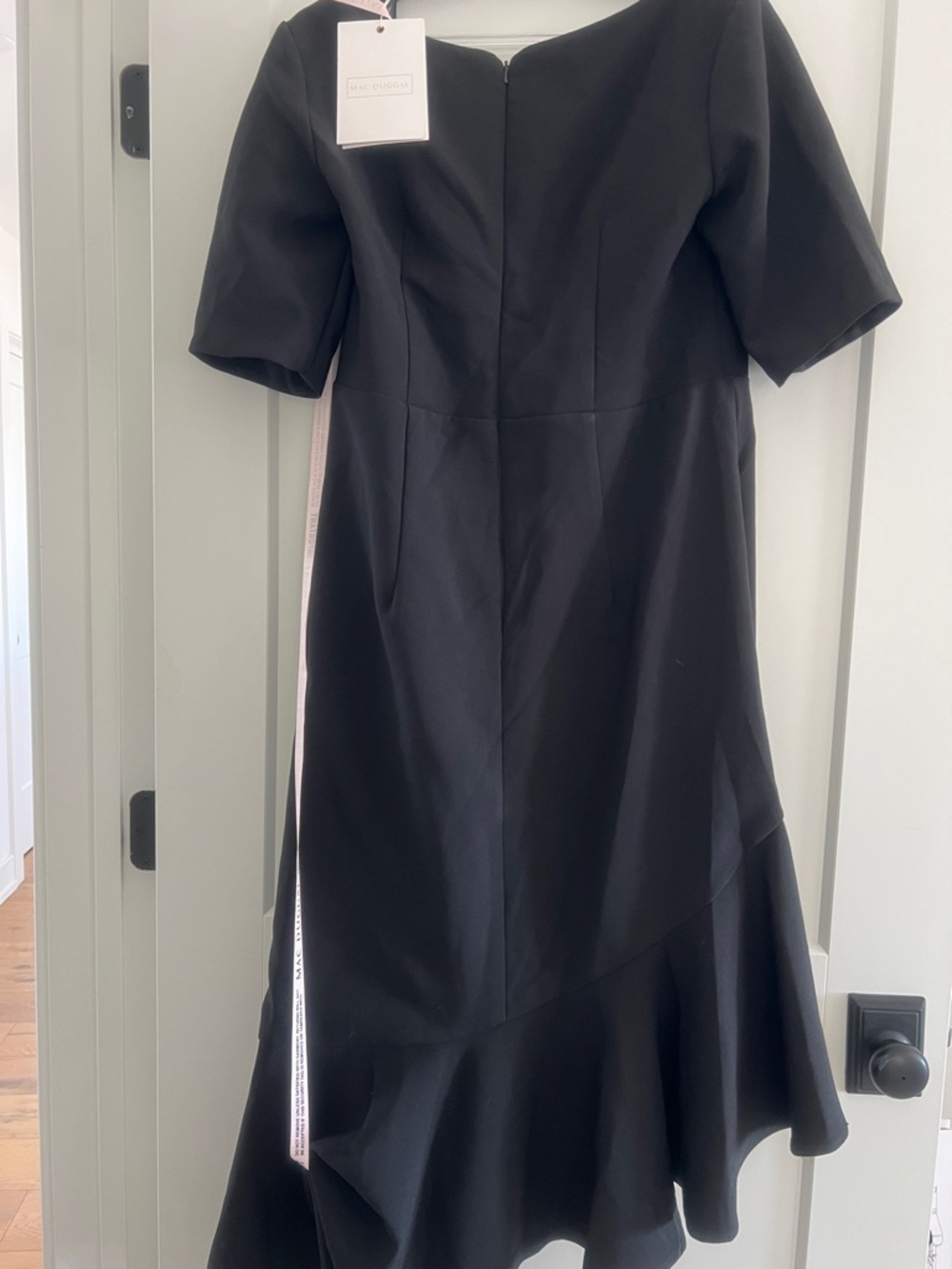Mac Duggal Black Midi Dress with Flared Hem
